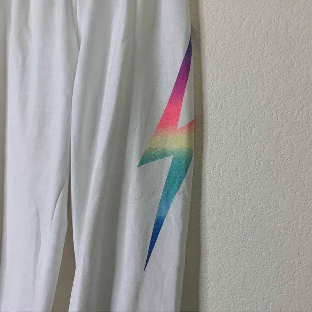 Aviator nation Womens white rainbow bolt sweatpants L - Picture 3 of 14